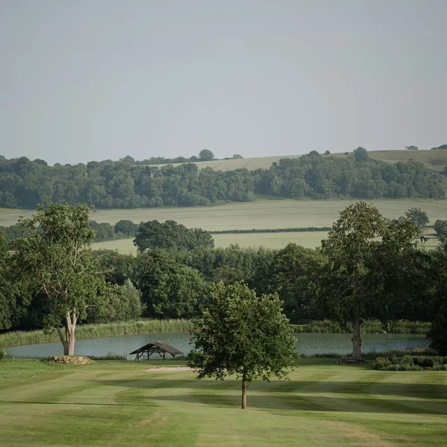 The lake and Somerset countryside